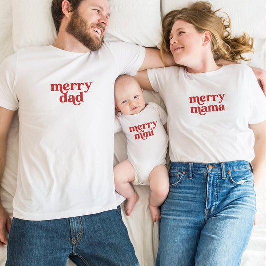 Matching Christmas Family Shirts, Retro Family Christmas Tees, Minimal Christmas Family Tees, Merry Mama and Mini, Christmas Mommy And Me,