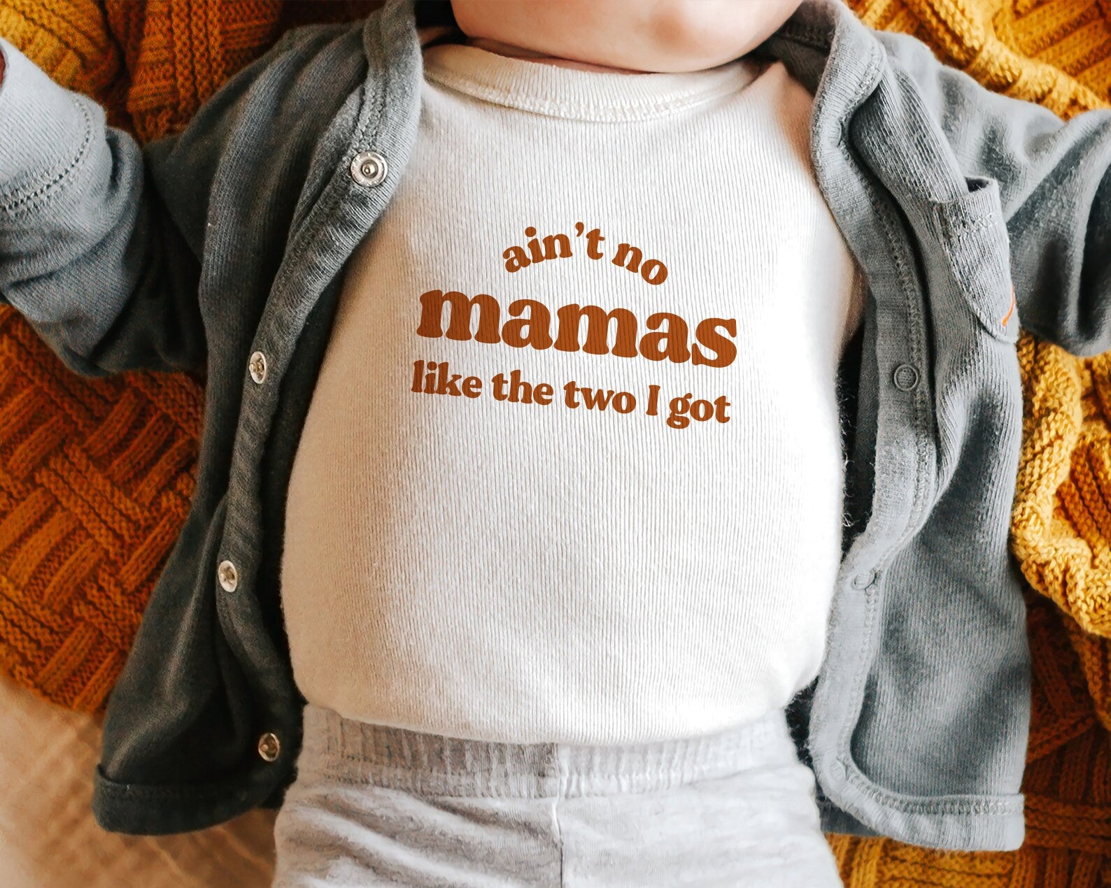 Two Moms Onesie® Lesbian Moms Gift, Ain't no Mamas like the Two I Got, Lesbian Parents, Gay Mother's Day Pride Kids Tee Rainbow LGBT Onesie®