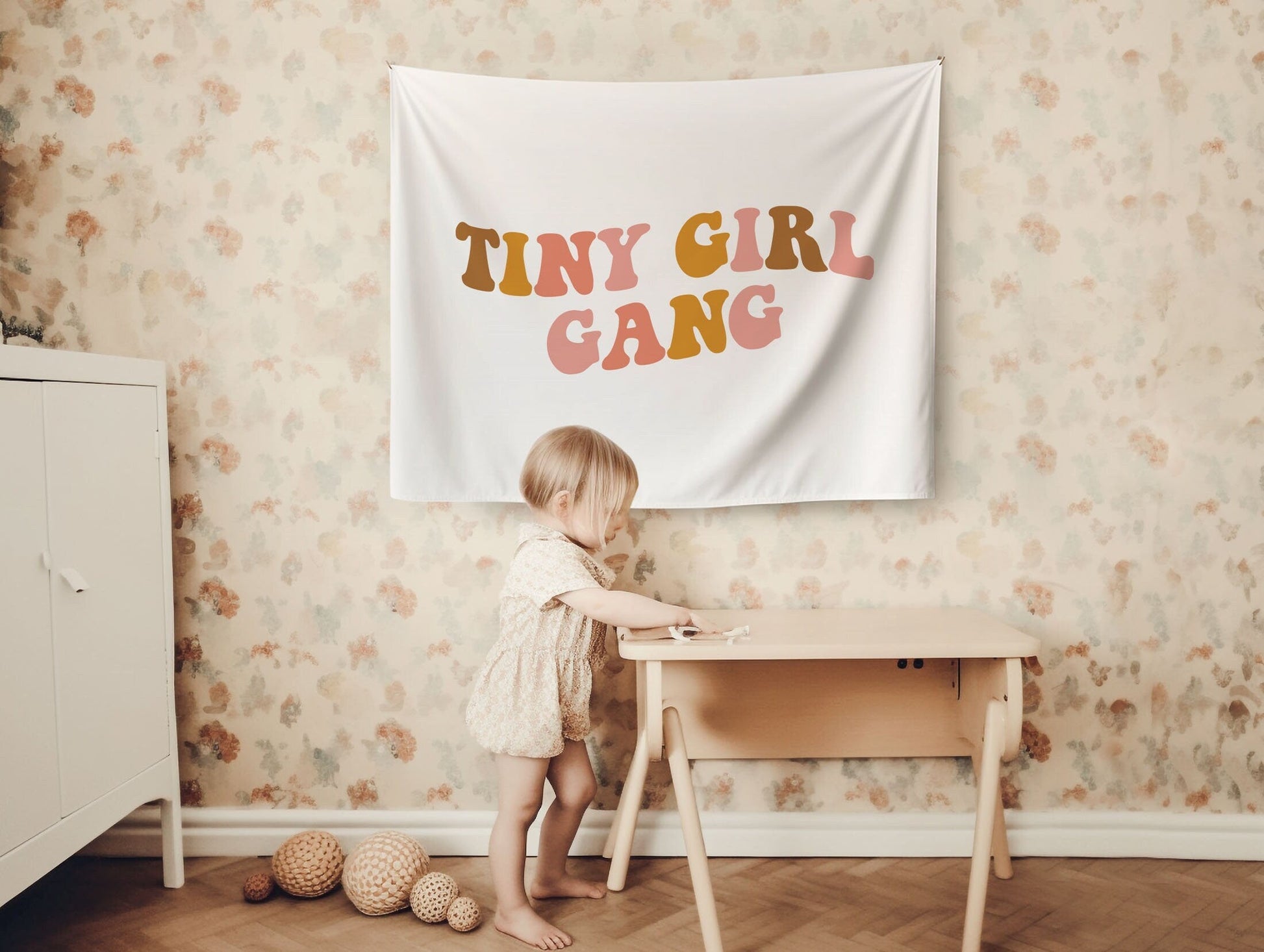 Tiny Girl Gang Banner Boho Girls Nursery Decor Girls Bedroom Decor Playroom Flag Nursery Wall Decor Wall Art for Girl Nursery Boho Kids Room