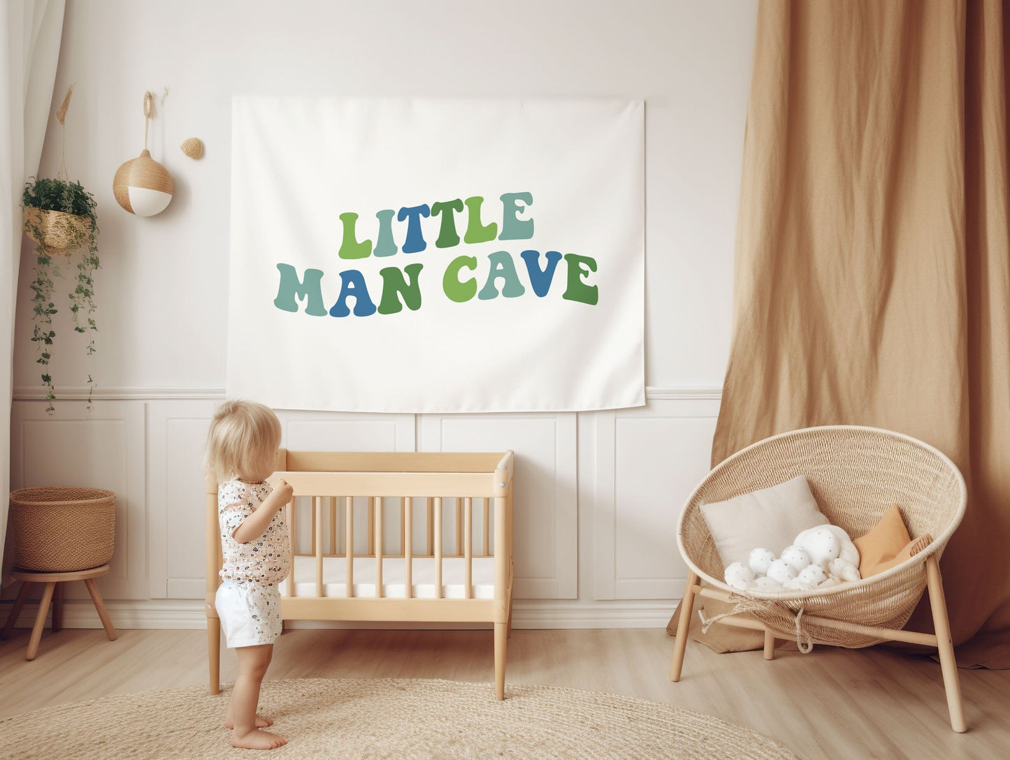 Little Man Cave Banner Boys Room Banner Play Room Wall Decor Playroom Tapestry Boys Nursery Decor Blue Toddler Room Sign Boys Bedroom Sign