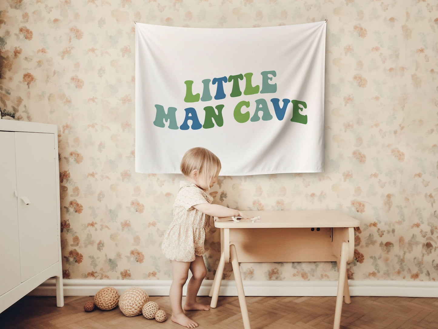 Little Man Cave Banner Boys Room Banner Play Room Wall Decor Playroom Tapestry Boys Nursery Decor Blue Toddler Room Sign Boys Bedroom Sign