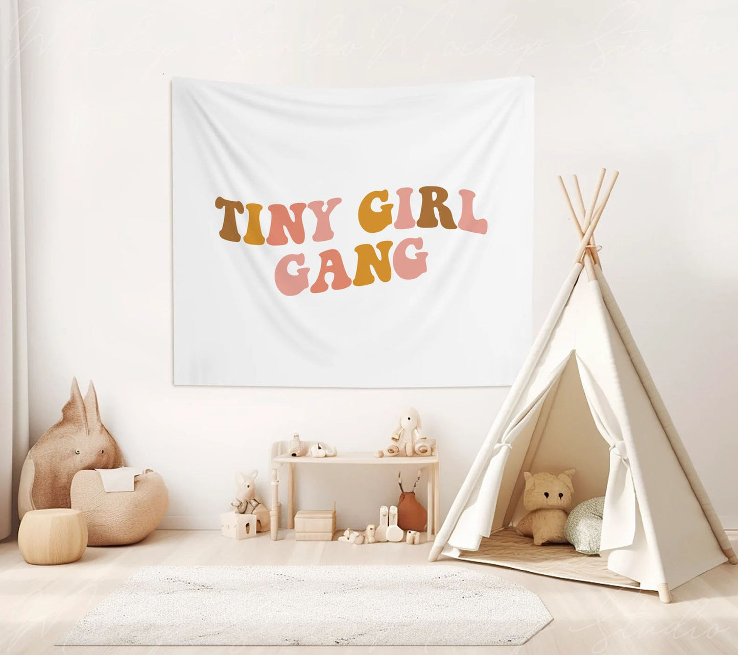 Tiny Girl Gang Banner Boho Girls Nursery Decor Girls Bedroom Decor Playroom Flag Nursery Wall Decor Wall Art for Girl Nursery Boho Kids Room