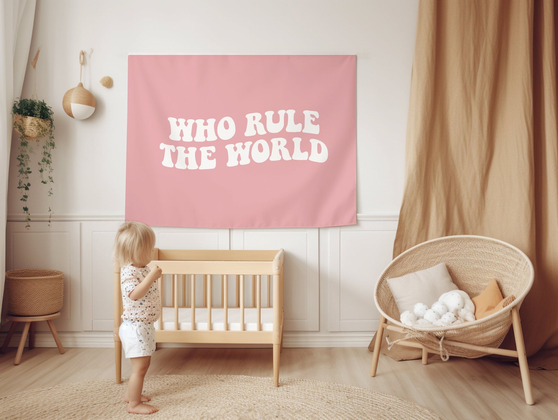 Who Rule the World Girls Nursery Banner Girls Room Decor Playroom Flag Retro Nursery Sign Girls Room Banner Vintage Flag Girls Bedroom Decor