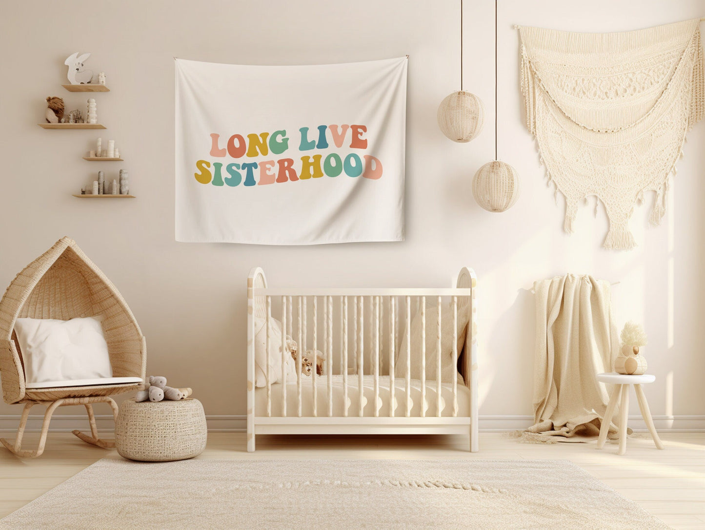 Girls Room Decor Long Live Sisterhood Banner Girls Nursery Decor Playroom Wall Decor Toddler Room Sign Girls Room Banner Flag Girls Bedroom